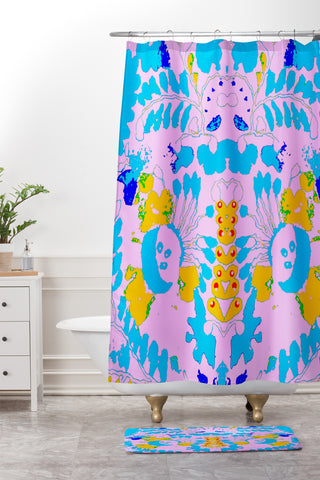 Deb Haugen Organic print pink Shower Curtain And Mat