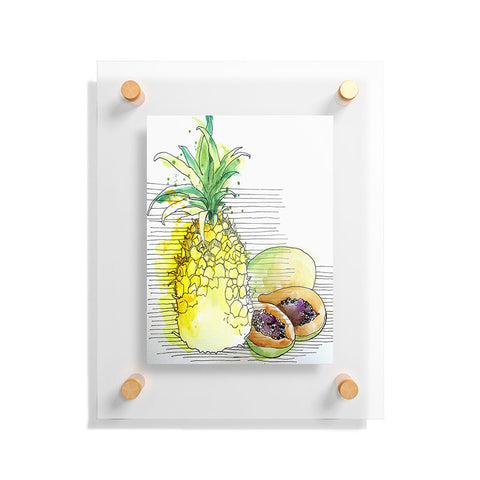 Deb Haugen Pineapple Smoothies Floating Acrylic Print