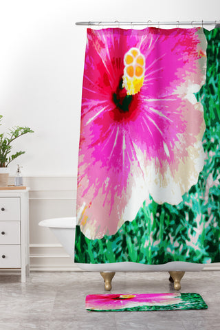 Deb Haugen Pink Hibiscus 2 Shower Curtain And Mat