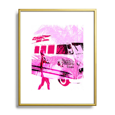 Deb Haugen Pink Surfergirl Metal Framed Art Print