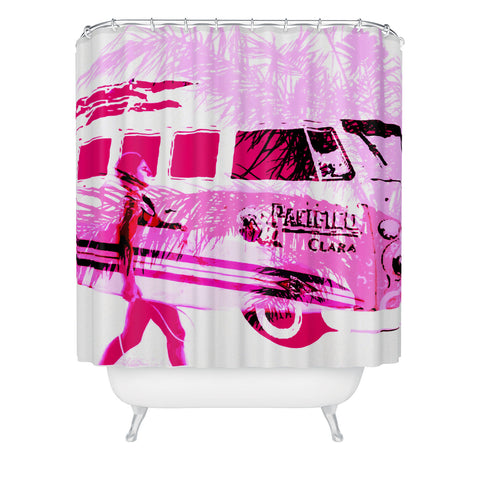 Deb Haugen Pink Surfergirl Shower Curtain