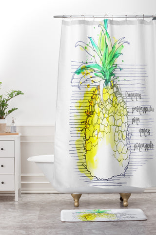 Deb Haugen Pure Pineapple Shower Curtain And Mat