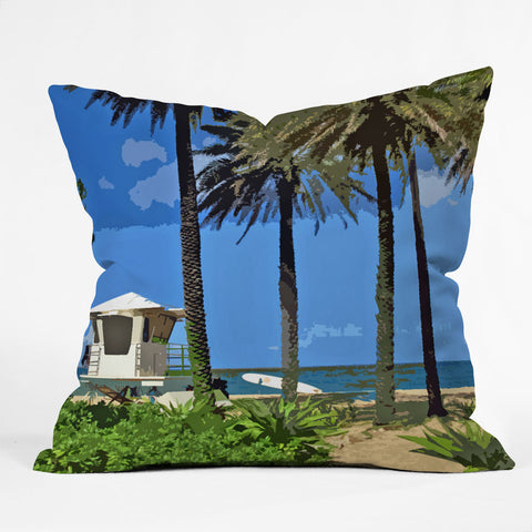 Deb Haugen Sunset Beach Outdoor Throw Pillow
