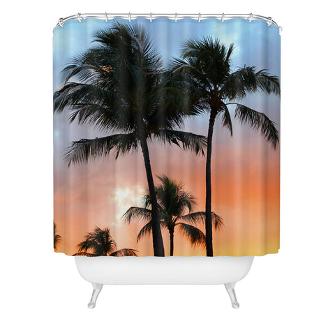 Deb Haugen sunset palm Shower Curtain