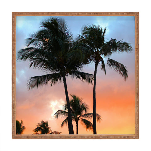 Deb Haugen sunset palm Square Tray