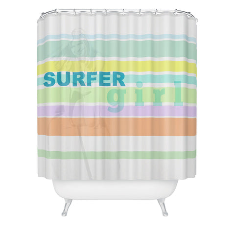 Deb Haugen Surfergirl Stripe Shower Curtain