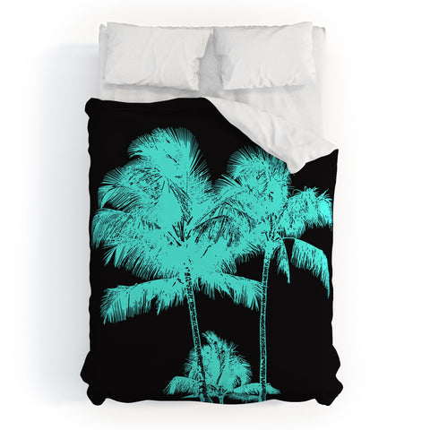 Deb Haugen turquoise palms Duvet Cover