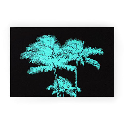 Deb Haugen turquoise palms Welcome Mat