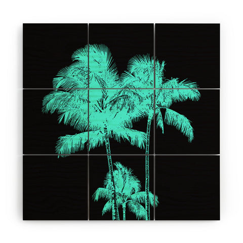 Deb Haugen turquoise palms Wood Wall Mural