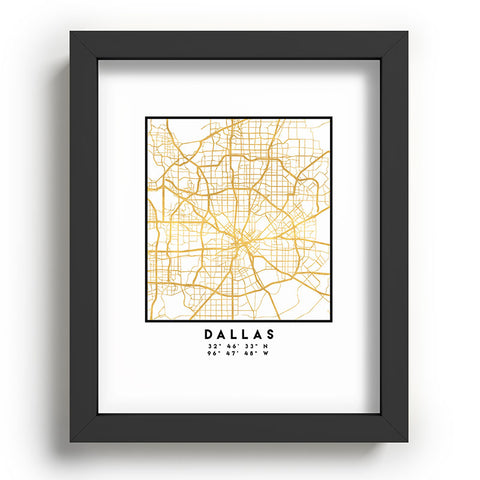 deificus Art DALLAS TEXAS CITY STREET MAP Recessed Framing Rectangle