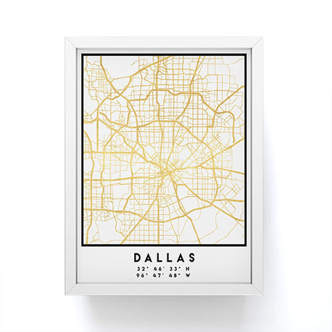 deificus Art DALLAS TEXAS CITY STREET MAP Framed Mini Art Print