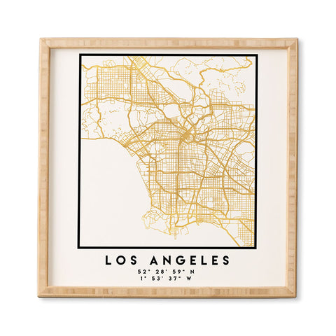 deificus Art LOS ANGELES CALIFORNIA CITY MAP Framed Wall Art