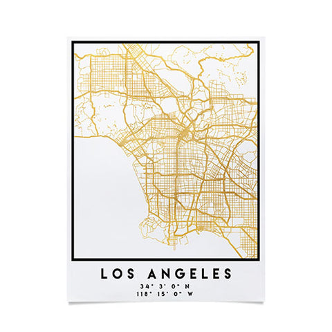 deificus Art LOS ANGELES CALIFORNIA CITY MAP Poster