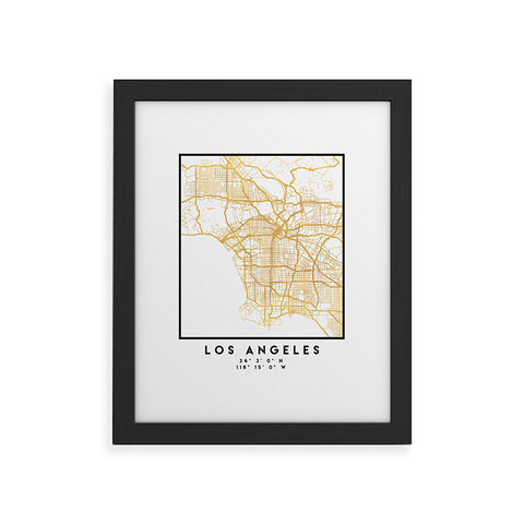 deificus Art LOS ANGELES CALIFORNIA CITY MAP Framed Art Print