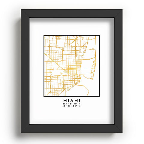 deificus Art MIAMI FLORIDA CITY STREET MAP Recessed Framing Rectangle