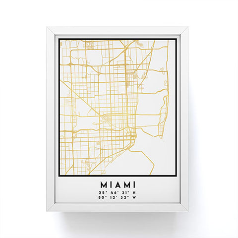 deificus Art MIAMI FLORIDA CITY STREET MAP Framed Mini Art Print