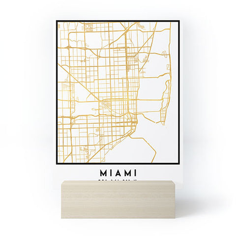 deificus Art MIAMI FLORIDA CITY STREET MAP Mini Art Print