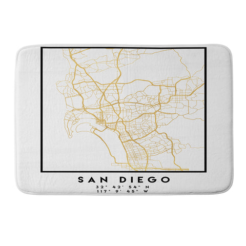 deificus Art SAN DIEGO CALIFORNIA CITY MAP Memory Foam Bath Mat