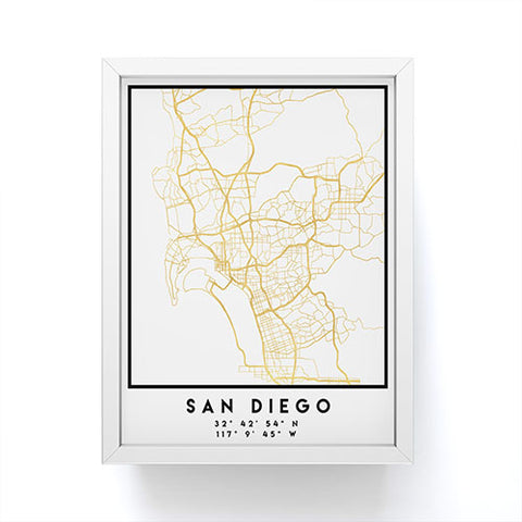 deificus Art SAN DIEGO CALIFORNIA CITY MAP Framed Mini Art Print