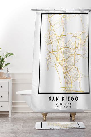 deificus Art SAN DIEGO CALIFORNIA CITY MAP Shower Curtain And Mat