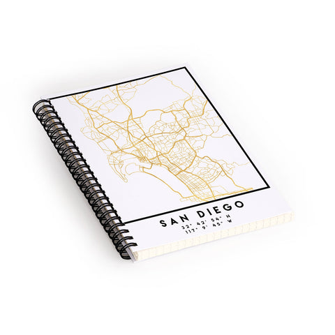 deificus Art SAN DIEGO CALIFORNIA CITY MAP Spiral Notebook