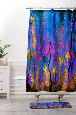 Deniz Ercelebi Acrylic spring flowers Shower Curtain And Mat