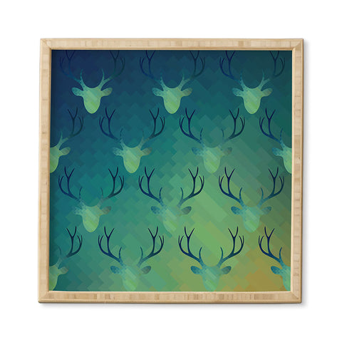 Deniz Ercelebi Aqua Antlers Pattern Framed Wall Art