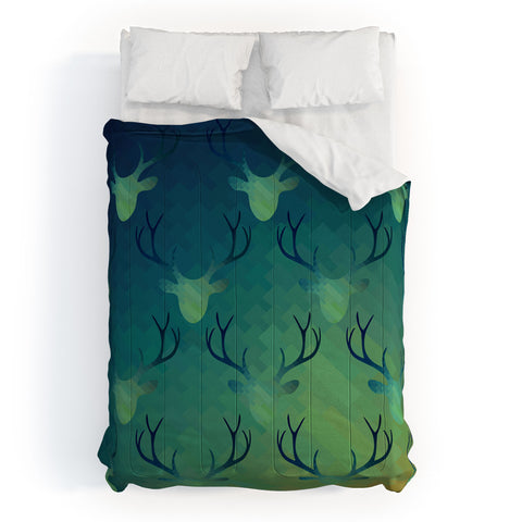 Deniz Ercelebi Aqua Antlers Pattern Comforter