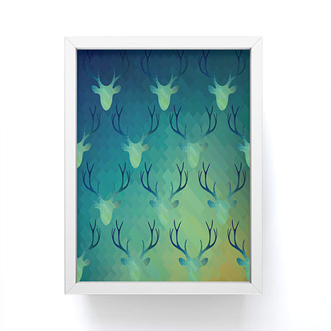 Deniz Ercelebi Aqua Antlers Pattern Framed Mini Art Print
