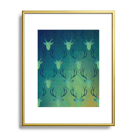 Deniz Ercelebi Aqua Antlers Pattern Metal Framed Art Print