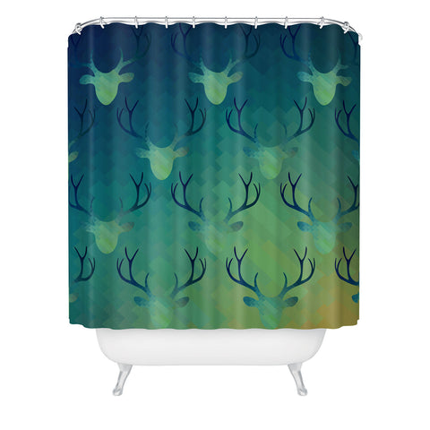 Deniz Ercelebi Aqua Antlers Pattern Shower Curtain