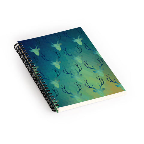 Deniz Ercelebi Aqua Antlers Pattern Spiral Notebook
