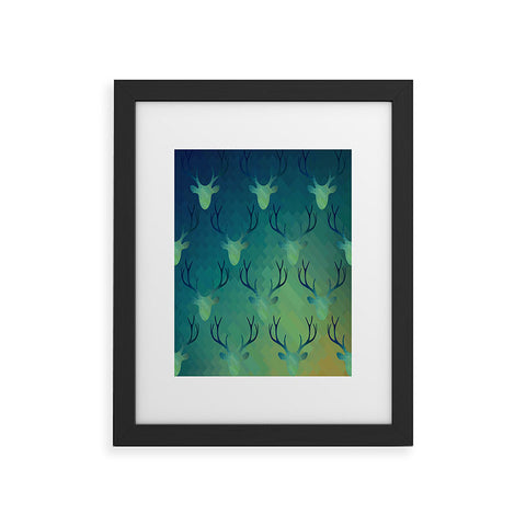 Deniz Ercelebi Aqua Antlers Pattern Framed Art Print