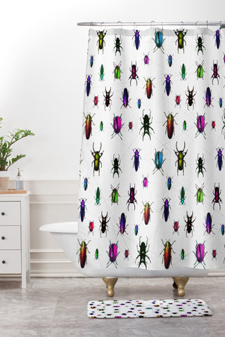 Deniz Ercelebi Beetles Shower Curtain And Mat