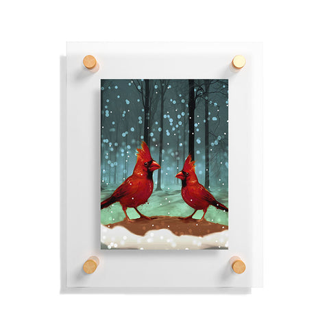 Deniz Ercelebi Cardinals In Snow Floating Acrylic Print