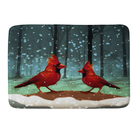 Deniz Ercelebi Cardinals In Snow Memory Foam Bath Mat
