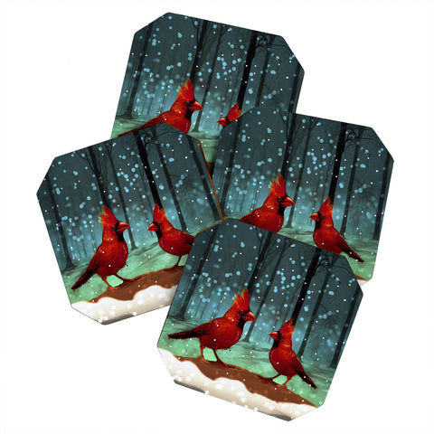 Deniz Ercelebi Cardinals In Snow Coaster Set