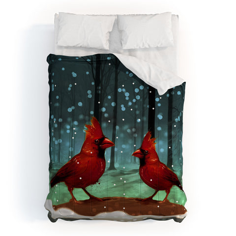 Deniz Ercelebi Cardinals In Snow Comforter