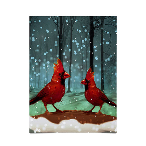 Deniz Ercelebi Cardinals In Snow Poster
