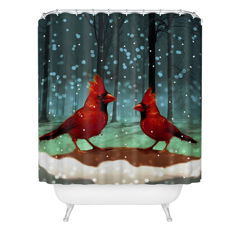Deniz Ercelebi Cardinals In Snow Shower Curtain