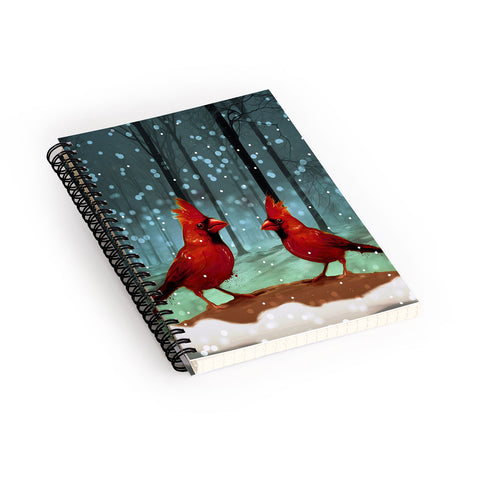 Deniz Ercelebi Cardinals In Snow Spiral Notebook