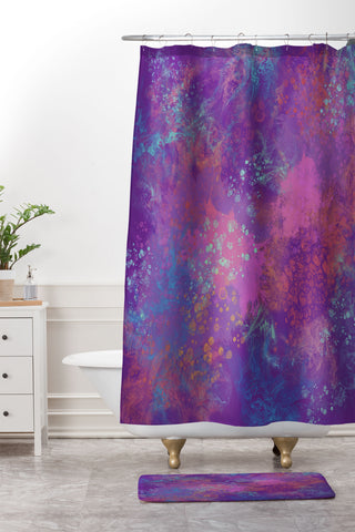 Deniz Ercelebi Lavender splash Shower Curtain And Mat
