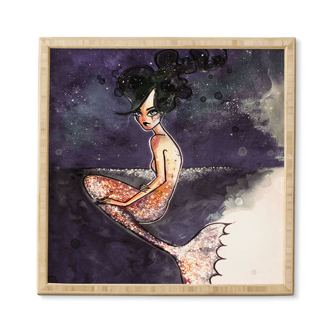 Deniz Ercelebi Mermaid and stars Framed Wall Art