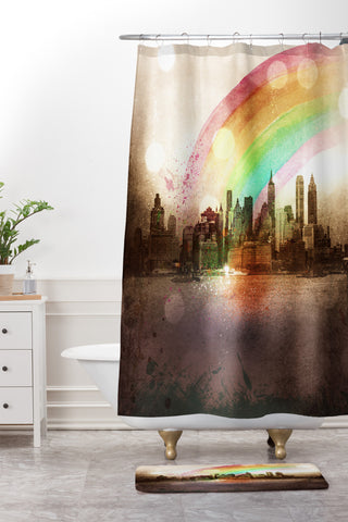 Deniz Ercelebi NYC Rainbow Shower Curtain And Mat