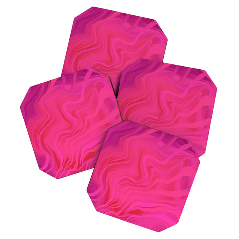 Deniz Ercelebi Pink and purple marble Coaster Set