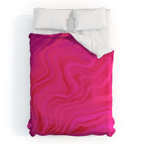 Deniz Ercelebi Pink and purple marble Duvet Cover