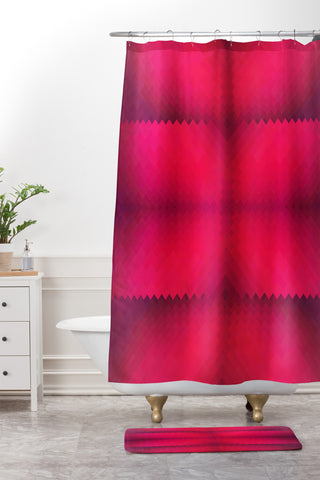 Deniz Ercelebi Pixeled Pink Shower Curtain And Mat