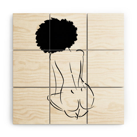 Domonique Brown Nude in Black No 2 Wood Wall Mural