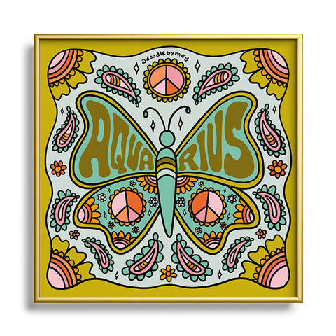 Doodle By Meg Aquarius Butterfly Square Metal Framed Art Print