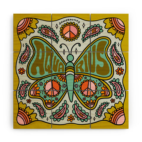 Doodle By Meg Aquarius Butterfly Wood Wall Mural